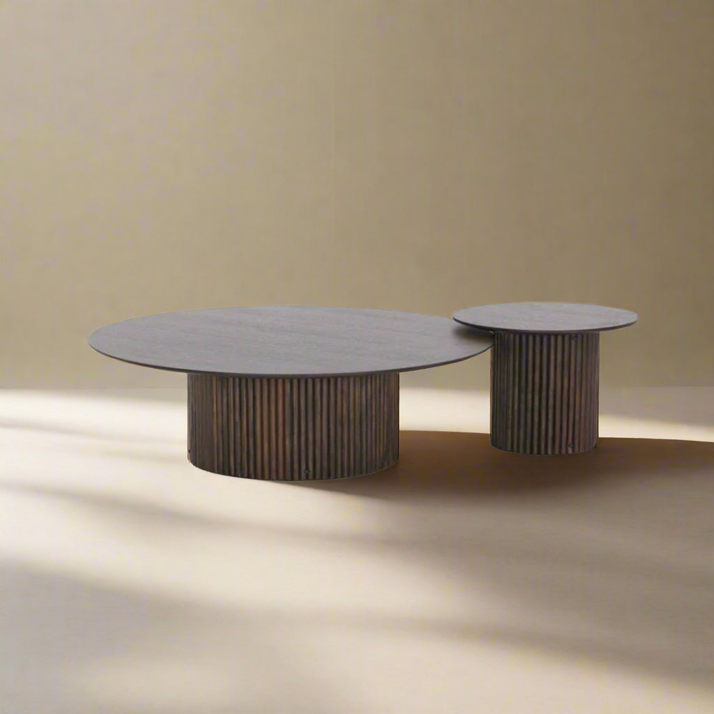 Fluted wooden twin set