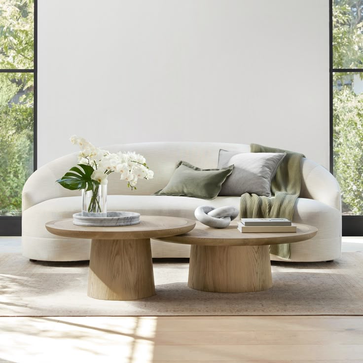 Twin wooden coffee table 2-piece set
