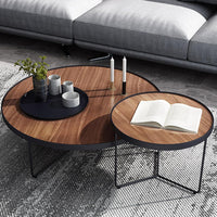 Tubular-legged twin coffee table set