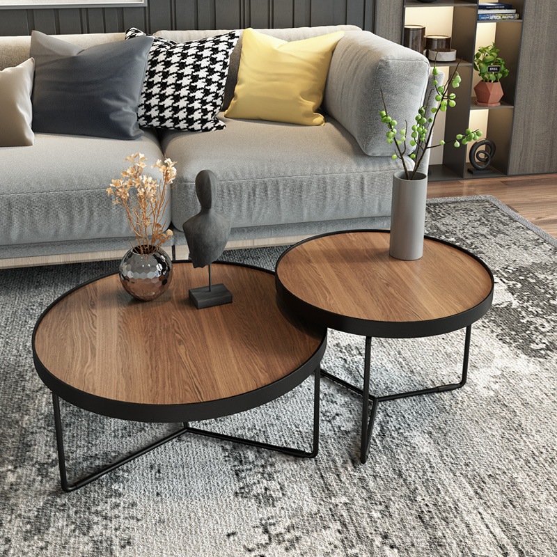 Tubular-legged twin coffee table set