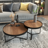 Tubular-legged twin coffee table set
