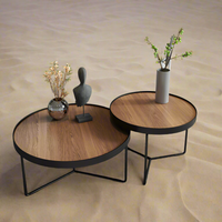 Tubular-legged twin coffee table set