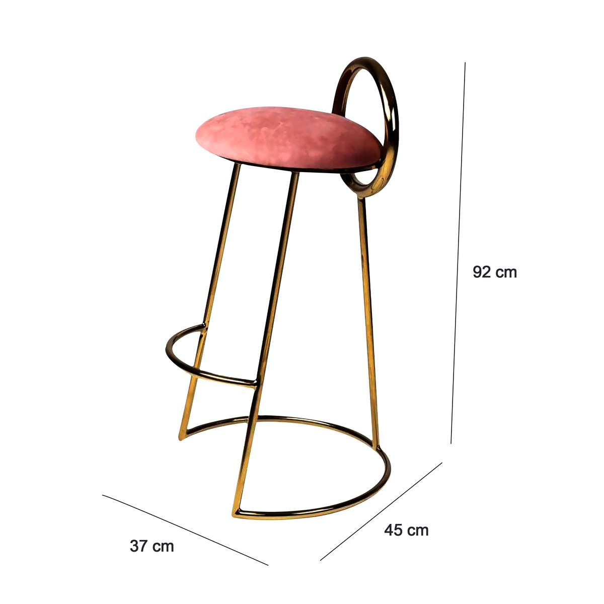 Bar chair-gold-D:45cm/ W:37cm/ H: 92cm